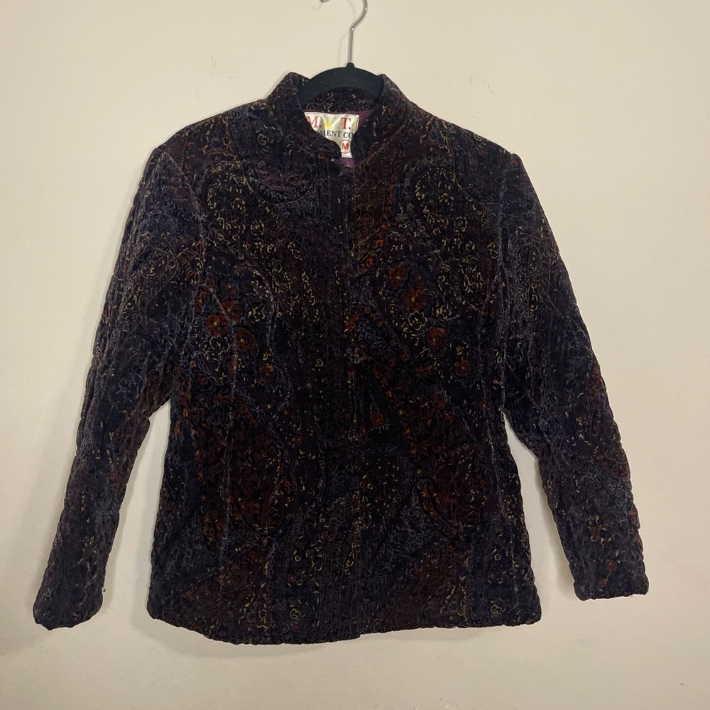 🍂 Vintage Quilted Velvet Paisley Jacket